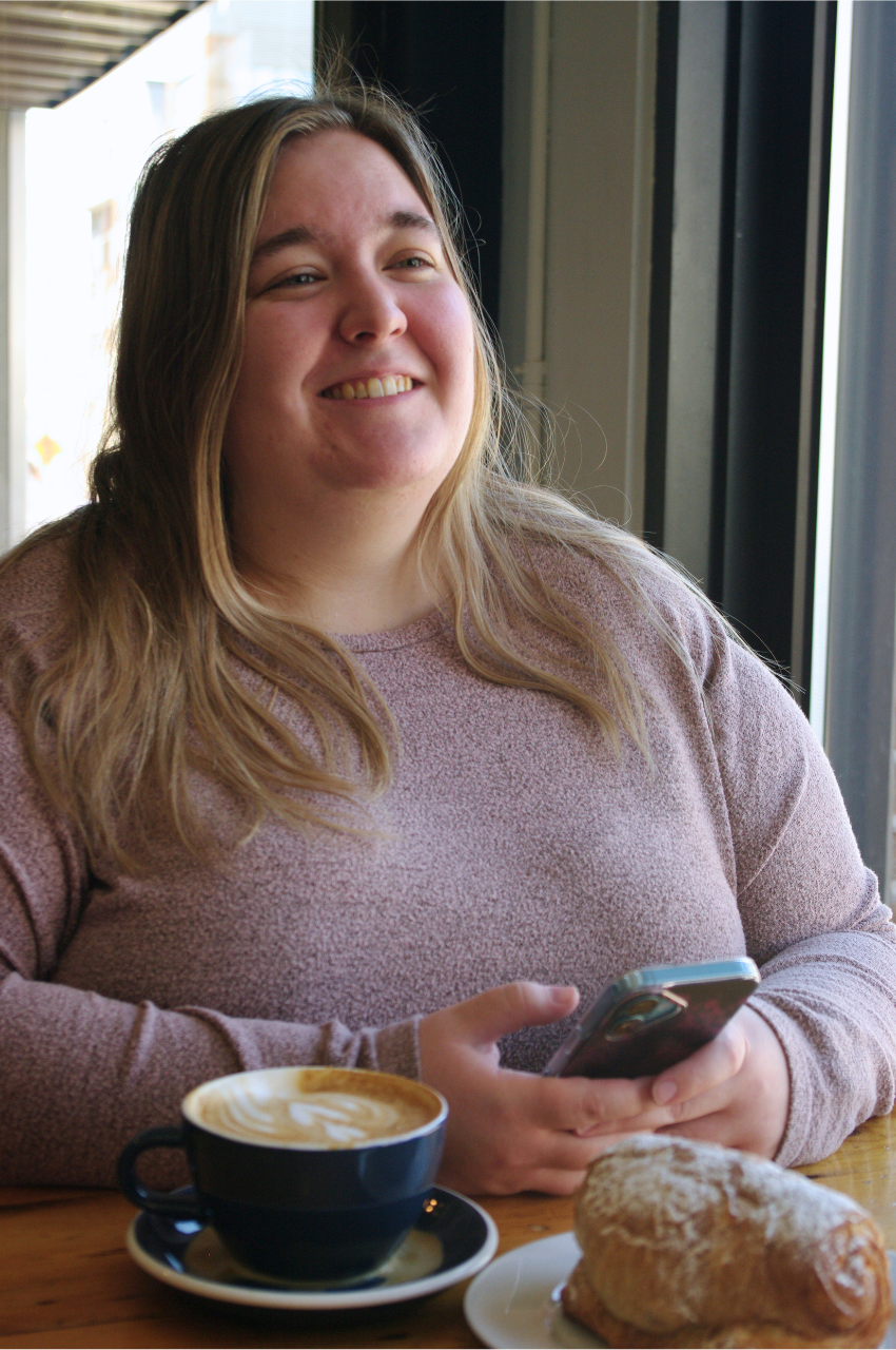 Marketing strategist drinking coffee